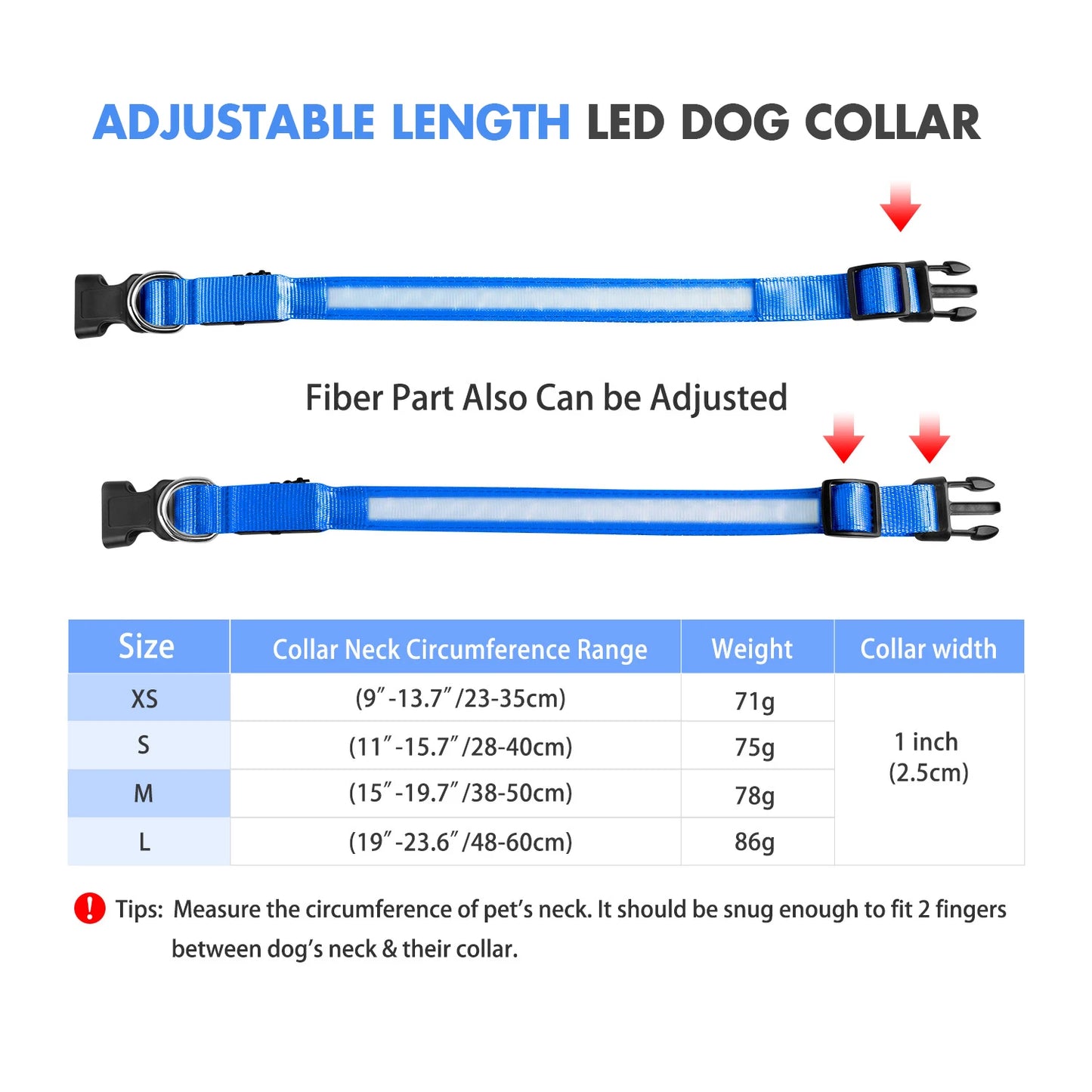 Rechargeable LED Dog Collar | Night Visibility & Safety for Pets