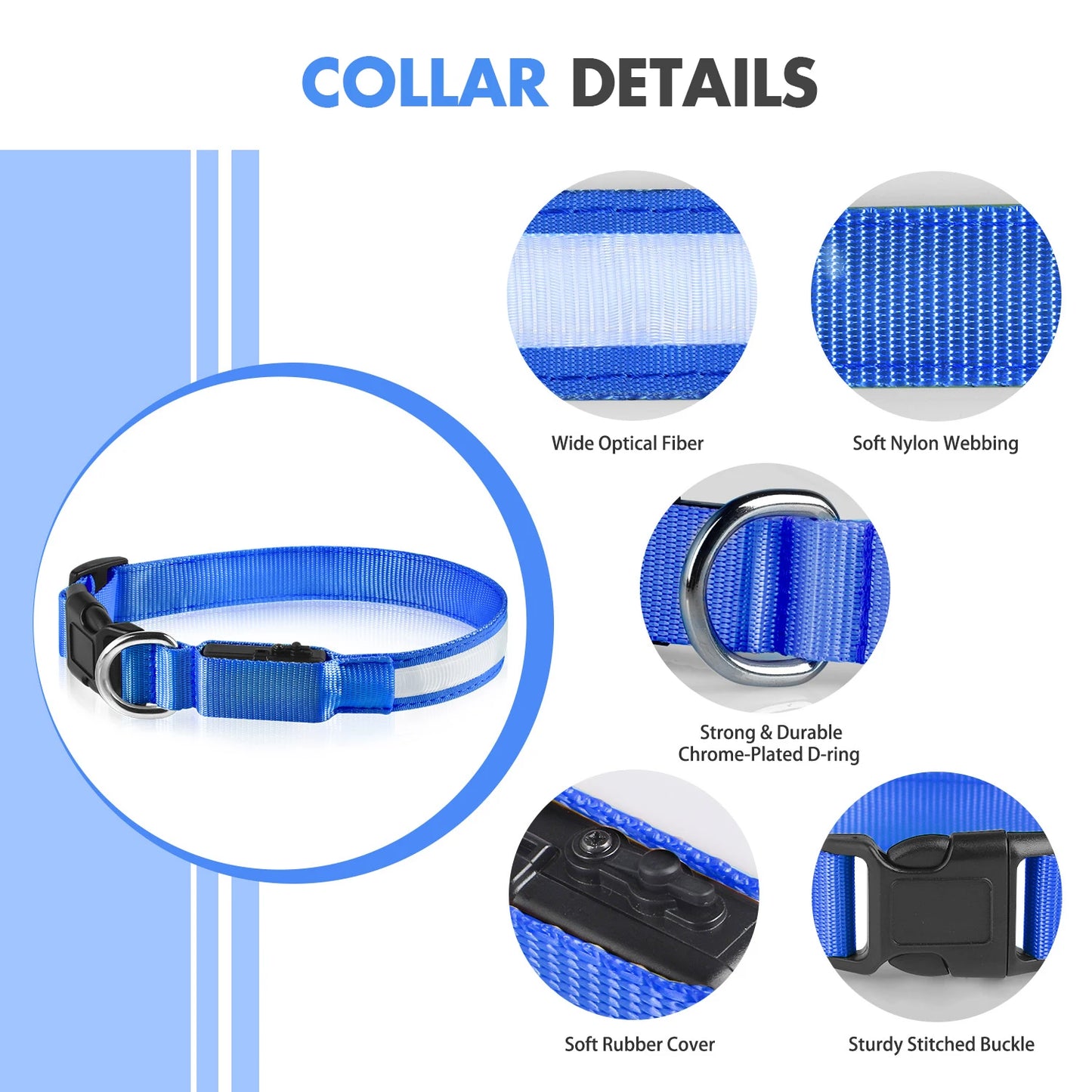 Rechargeable LED Dog Collar | Night Visibility & Safety for Pets