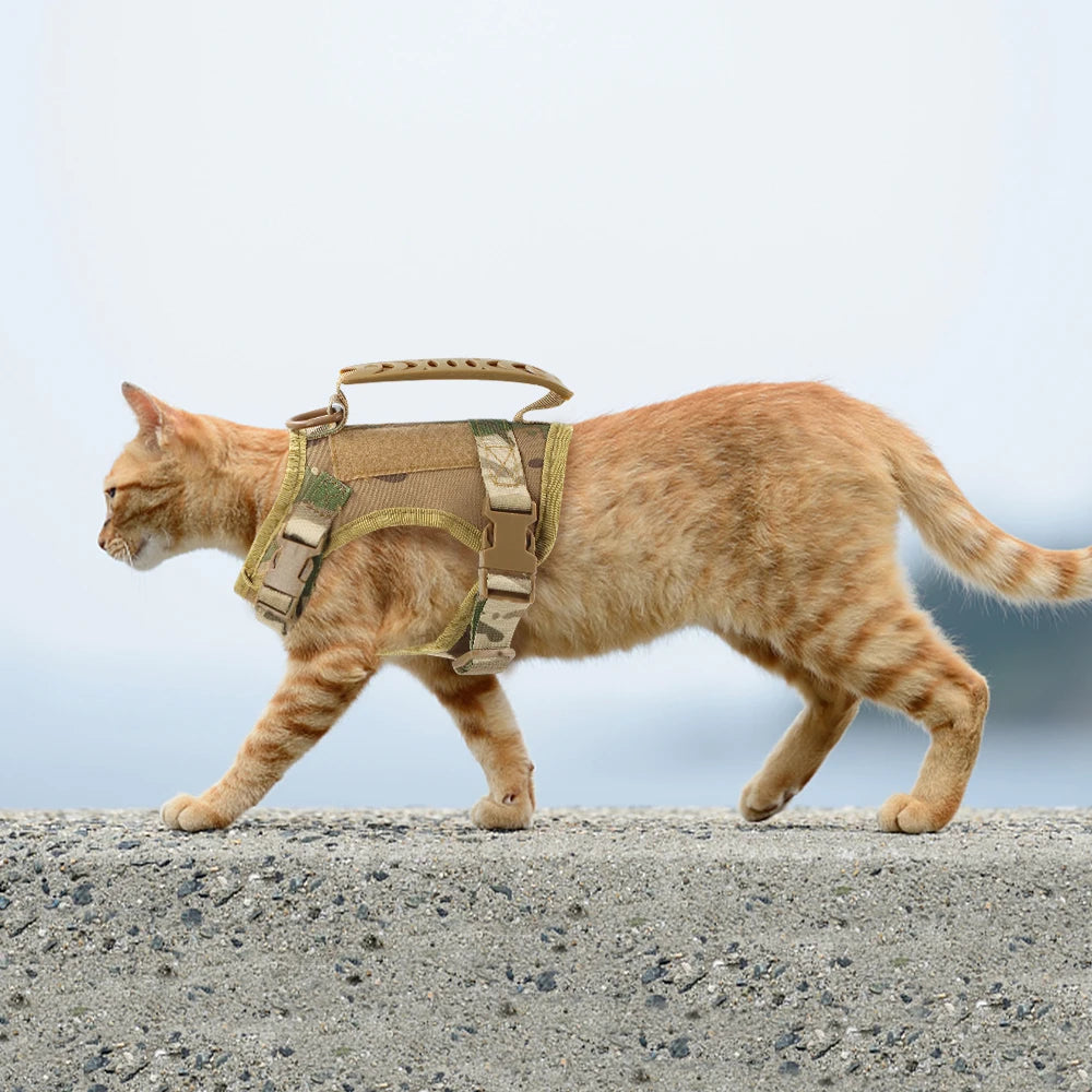 Tactical Cat Harness with Handle | Escape-Proof Outdoor Pet Vest