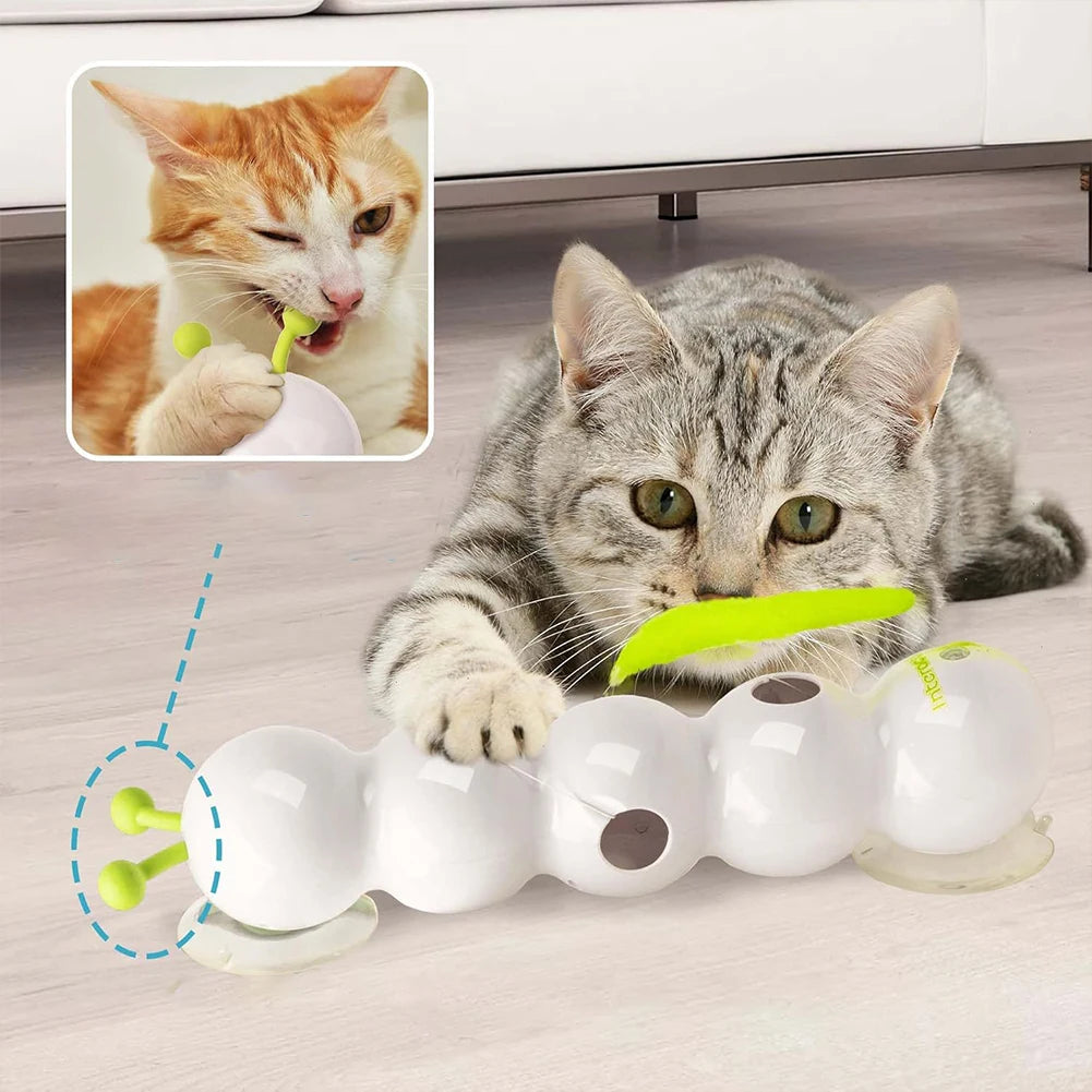 Caterpillar Teasing Cat Toy Motion Activated Kitten Toy Rechargeable Automatic Cat Toy with Tail for Indoor Cats Toy Ball
