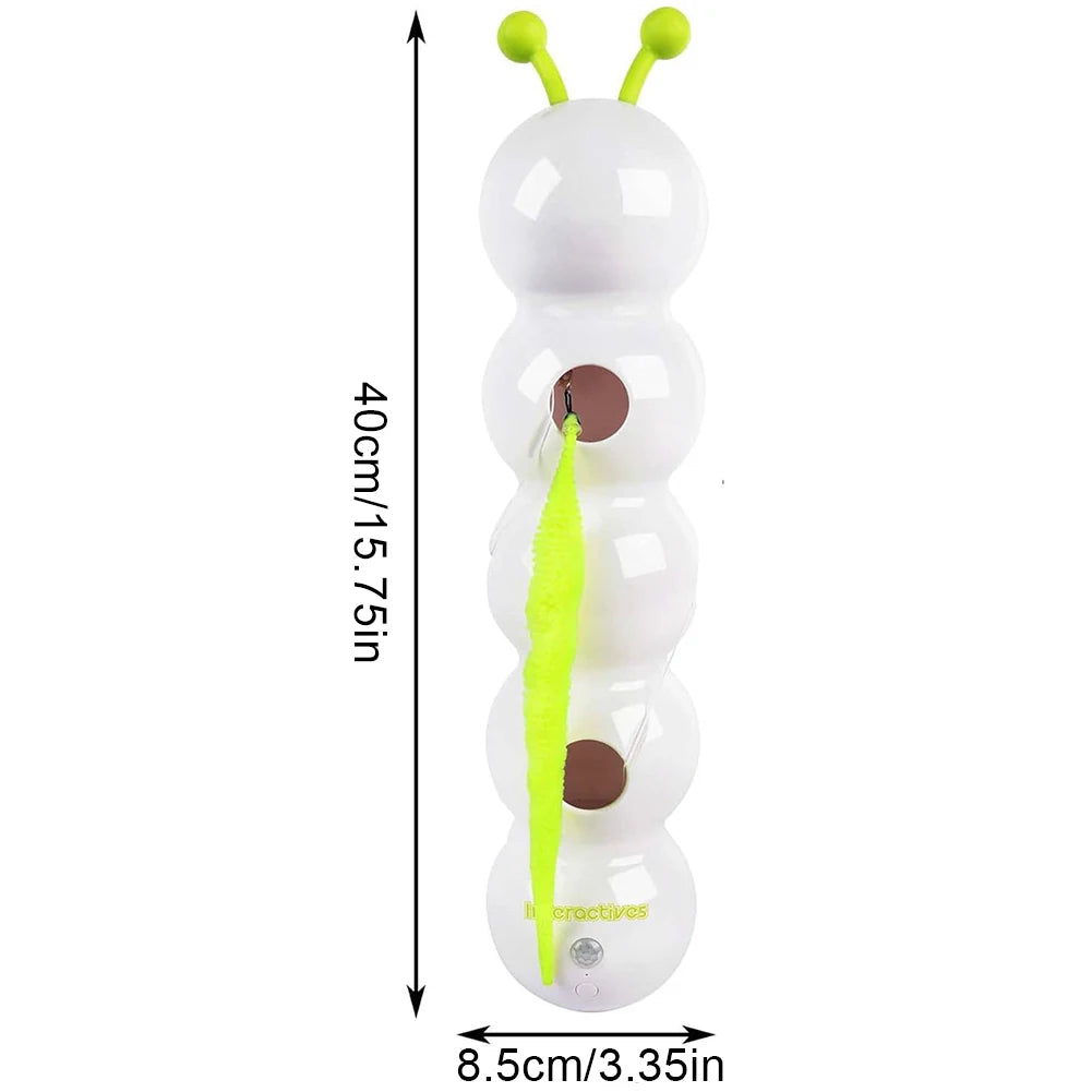 Caterpillar Teasing Cat Toy Motion Activated Kitten Toy Rechargeable Automatic Cat Toy with Tail for Indoor Cats Toy Ball