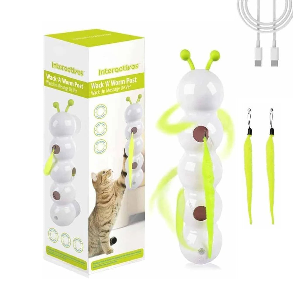Caterpillar Teasing Cat Toy Motion Activated Kitten Toy Rechargeable Automatic Cat Toy with Tail for Indoor Cats Toy Ball