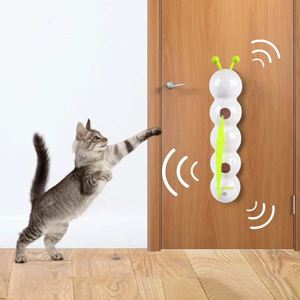 Caterpillar Teasing Cat Toy Motion Activated Kitten Toy Rechargeable Automatic Cat Toy with Tail for Indoor Cats Toy Ball
