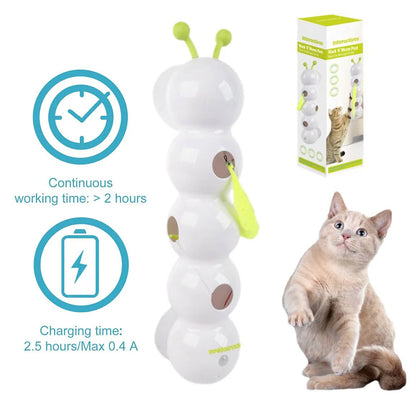 Caterpillar Teasing Cat Toy Motion Activated Kitten Toy Rechargeable Automatic Cat Toy with Tail for Indoor Cats Toy Ball