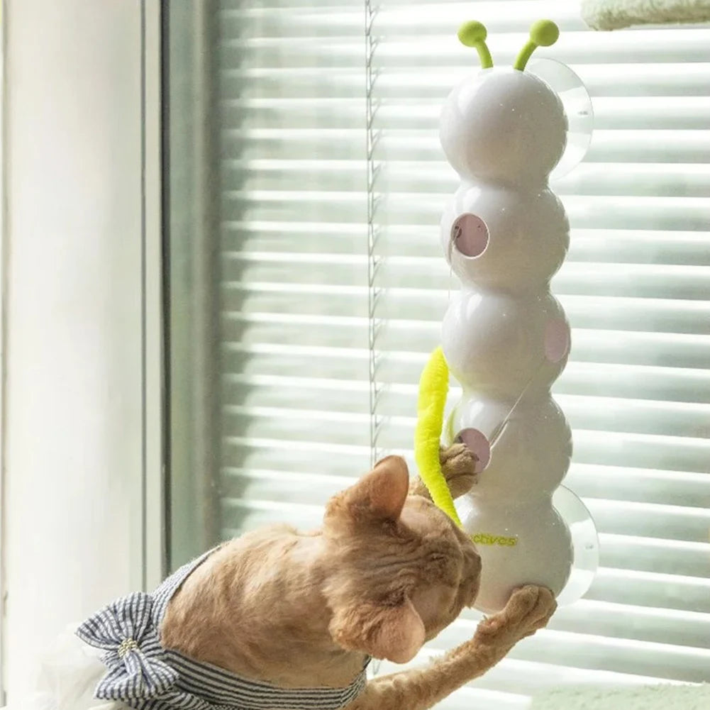Caterpillar Teasing Cat Toy Motion Activated Kitten Toy Rechargeable Automatic Cat Toy with Tail for Indoor Cats Toy Ball